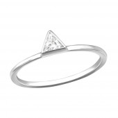 Inel din argint solitaire cu zirconiu in forma de triunghi model DiAmanti DIA30554